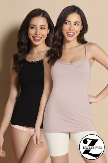 Buy Zivame Knit Cotton Camisole (Pack of 2) - Multicolor